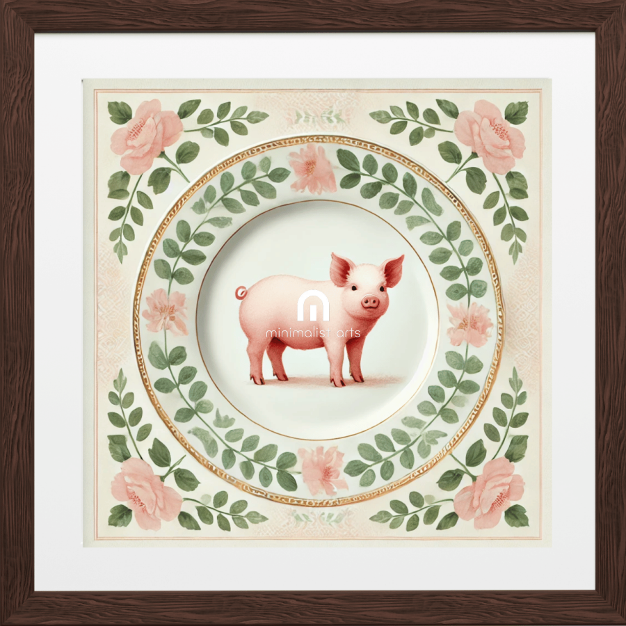 Piggy & Petals – Kitchen Dining Wall Art Canvas | Stretched & Framed Canvas Wall Art