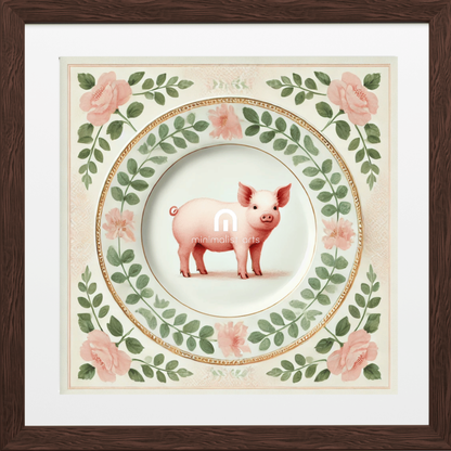 Piggy & Petals – Kitchen Dining Wall Art Canvas | Stretched & Framed Canvas Wall Art