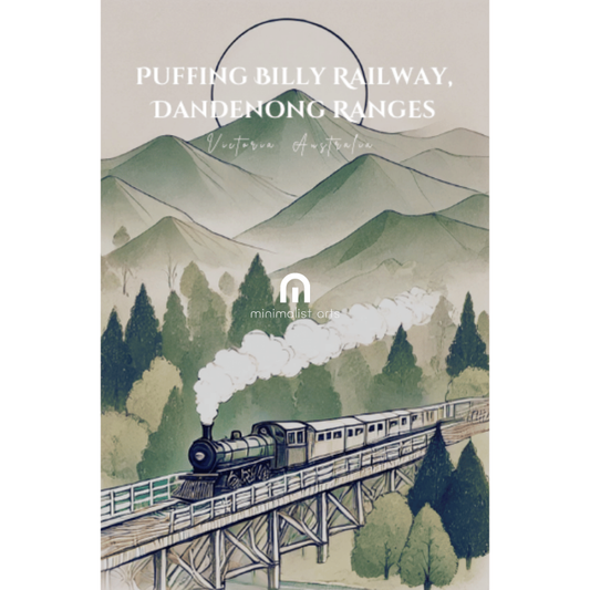 Puffing Billy – Minimalist Vintage Train Canvas Wall Art Print Decor Print Material