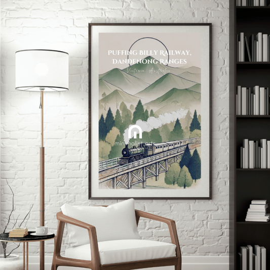 Puffing Billy – Minimalist Vintage Train Canvas Wall Art Print Decor Unframed Poster / 40x60 cm / 16x24″ / -Poster