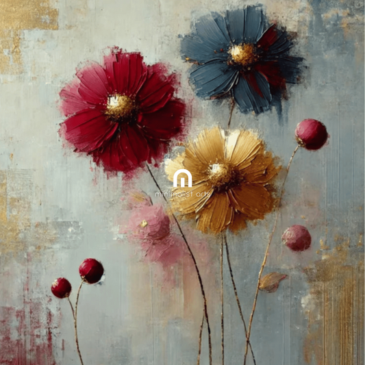 Radiant Blooms Vintage Luxurious Floral Wall Art Print Material
