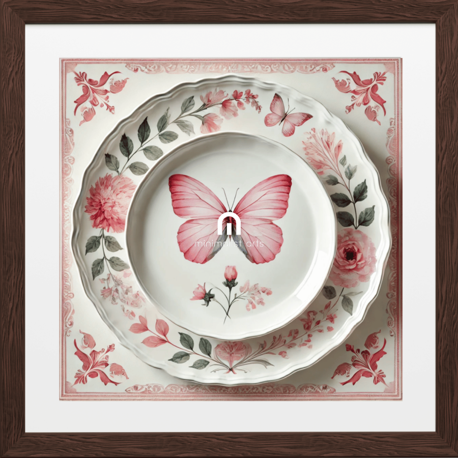 Rose Flutter and Garden Butterfly Canvas Wall Art | Kitchen Wall Art | Dining Room Wall Art | Vintage Wall Art