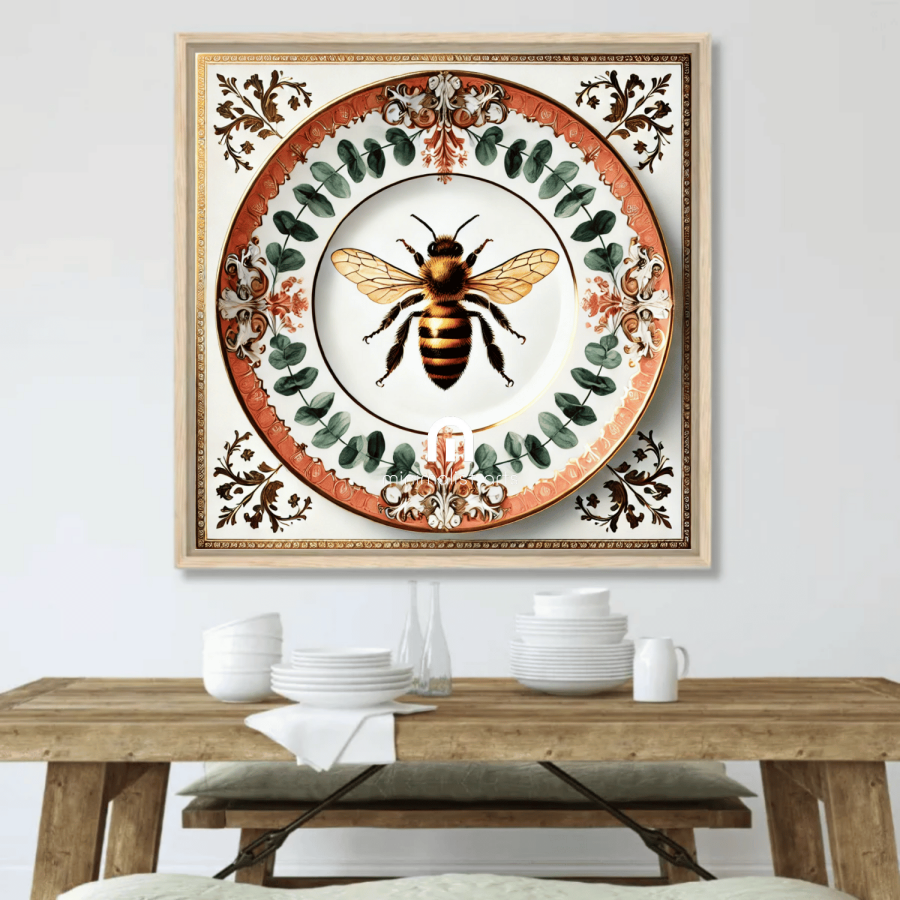 Royal Bee & Terracotta Baroque Canvas Wall Art | Kitchen Wall Art | Dining Room Wall Art | Vintage Wall Art