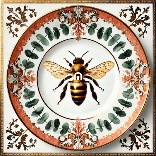 Royal Bee & Terracotta Baroque Canvas Wall Art | Kitchen Wall Art | Dining Room Wall Art | Vintage Wall Art