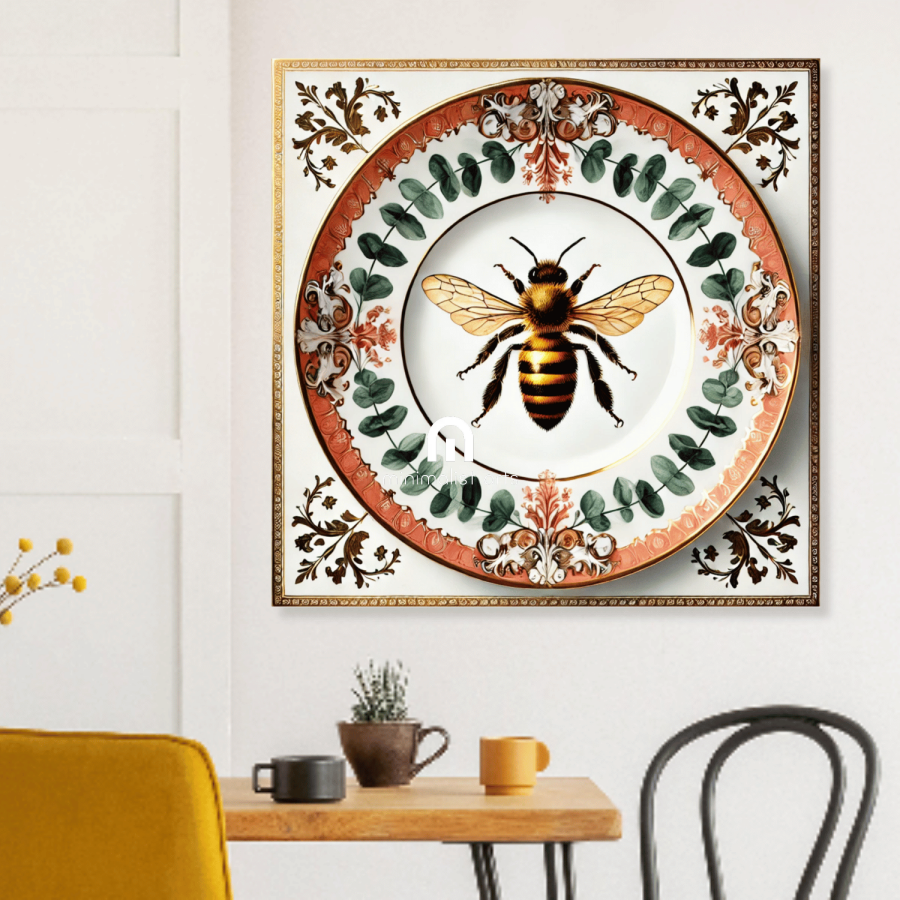 Royal Bee & Terracotta Baroque Canvas Wall Art | Kitchen Wall Art | Dining Room Wall Art | Vintage Wall Art
