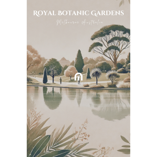 Royal Botanic Gardens – Minimalist Watercolor Landscape Wall Art Print Decor Print Material