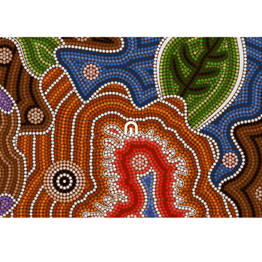 Sacred Earth Dreaming – Aboriginal Wall Art | Stretched & Framed Canvas Print Material