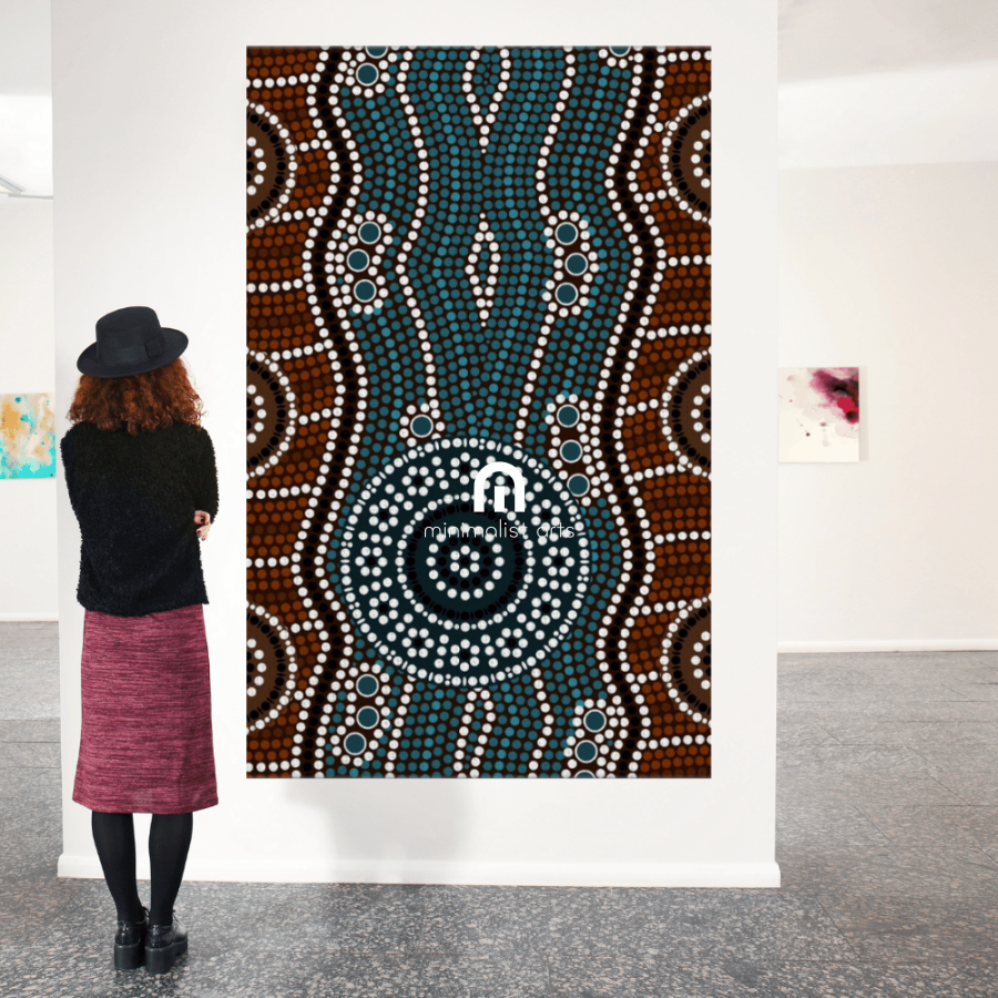 Sacred Waterways – Aboriginal Canvas Wall Art | Stretched & Framed Print Material