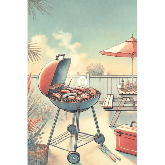 Sizzle & Sun - Aussie Backyard BBQ – Summer Canvas Wall Art Print Decor Unframed Poster / 40x60 cm / 16x24″ / -Poster