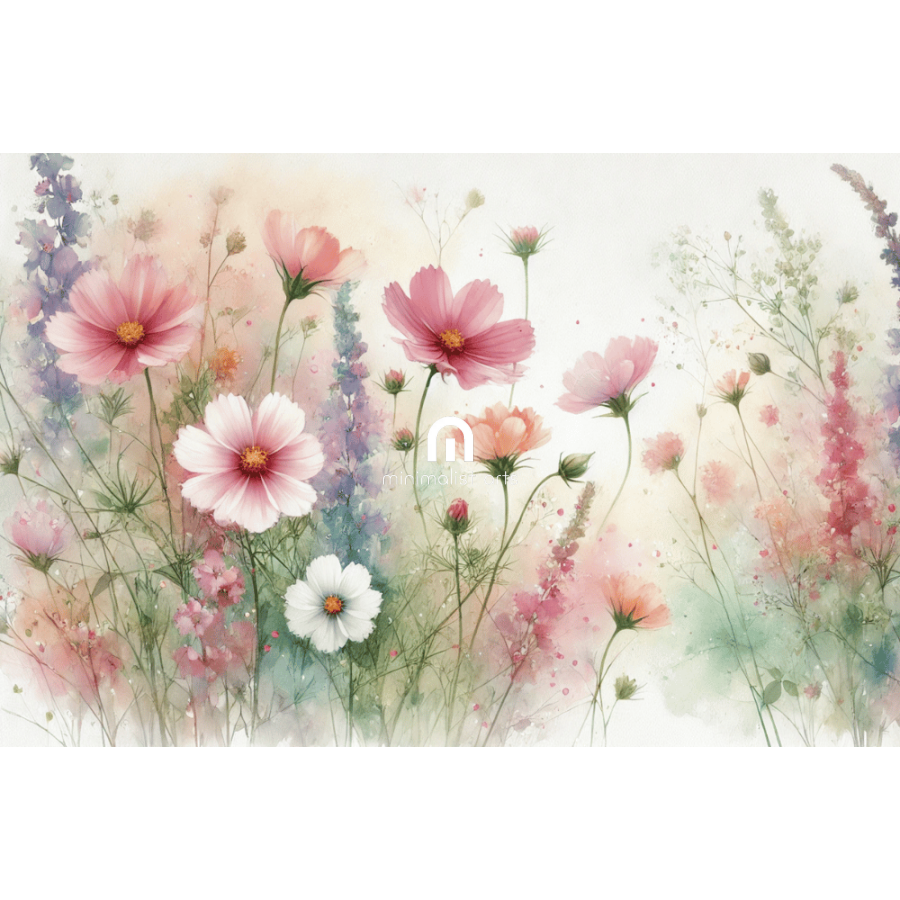Soft Petals Flowers Pink Lavender Pastel Floral Garden Wall Art Print Material