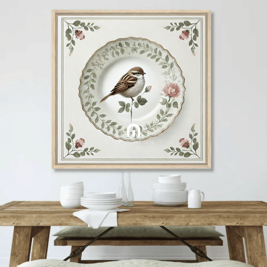 Sparrow and Rose Wall Art | Bird Wall Art | Kitchen Wall Art | Dining Room Wall Art | Vintage Wall Art | Elegant