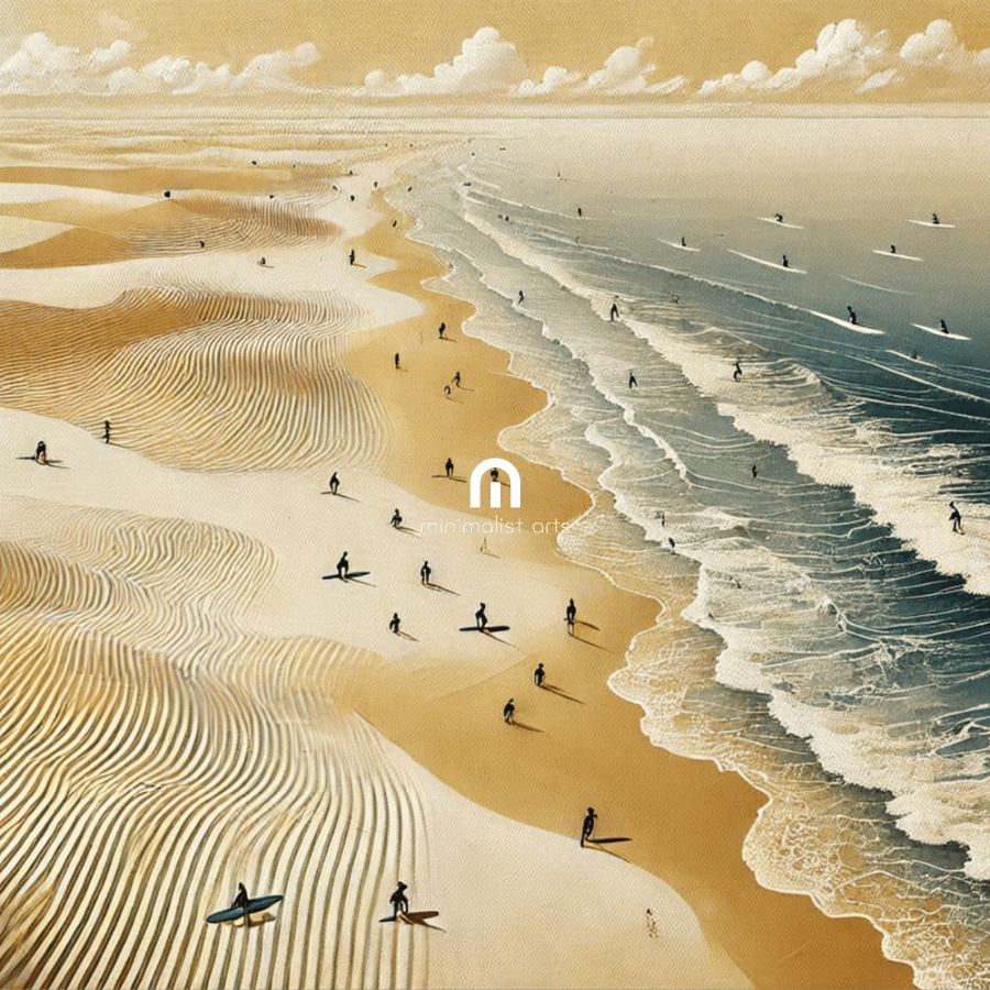 Surfing the Dune Line Beach Coastal Wall Art Print Print Material