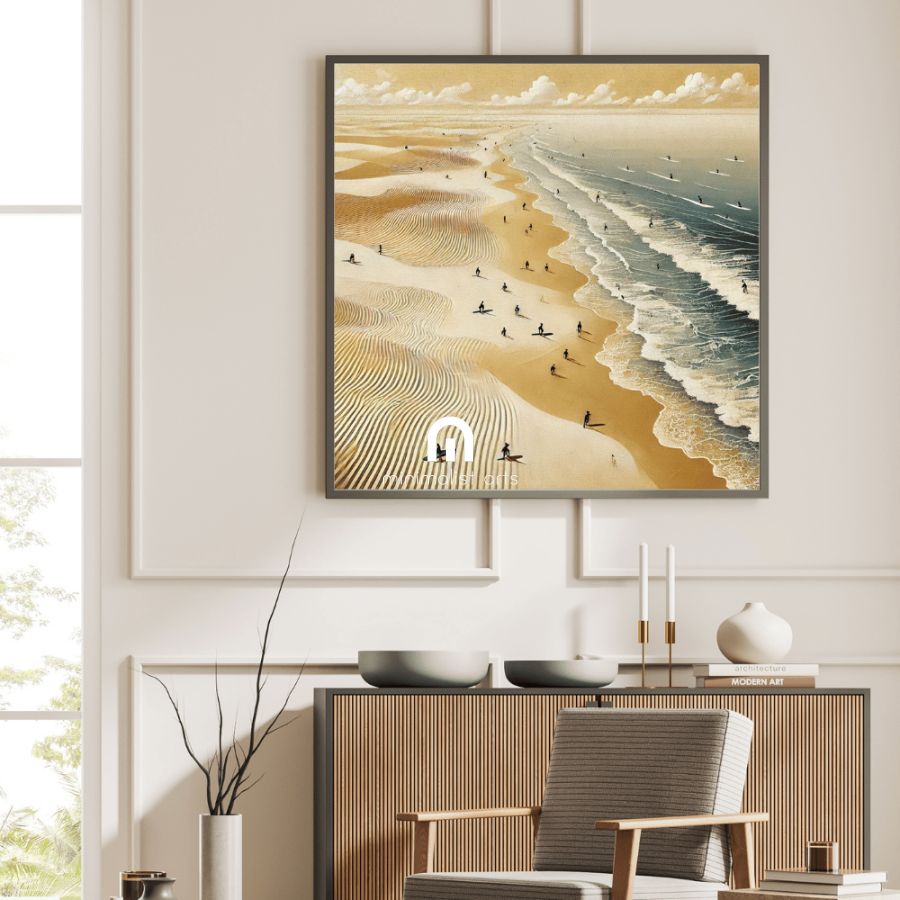 Surfing the Dune Line Beach Coastal Wall Art Print Print Material