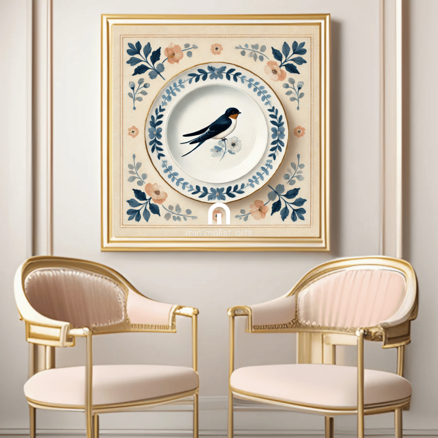 Swallow & Spring Canvas Wall Art | Bird Canvas Wall Art | Kitchen Canvas Wall Art | Dining Room Canvas Wall Art