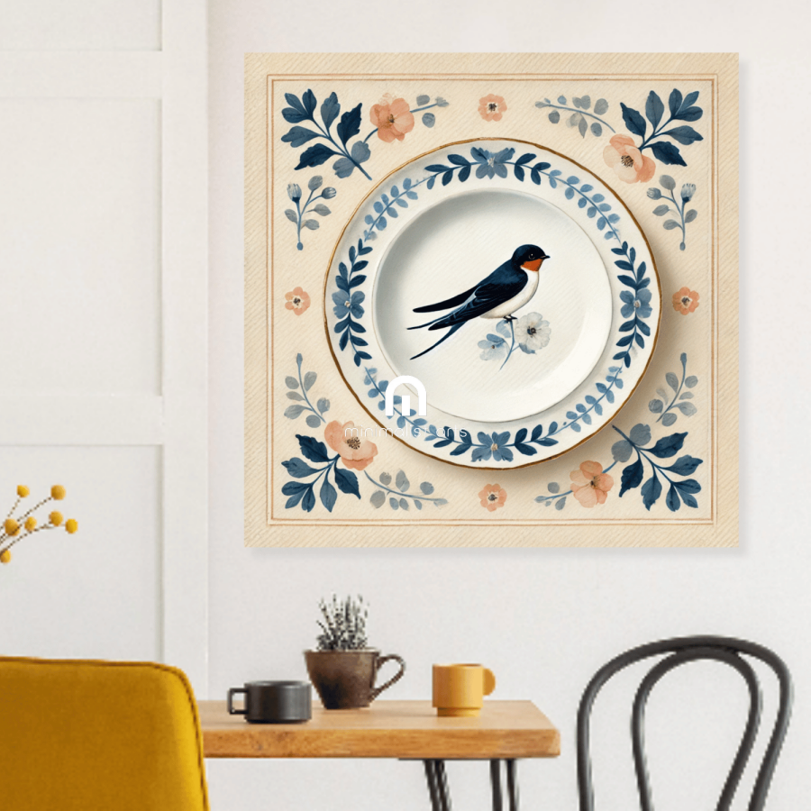 Swallow & Spring Canvas Wall Art | Bird Canvas Wall Art | Kitchen Canvas Wall Art | Dining Room Canvas Wall Art
