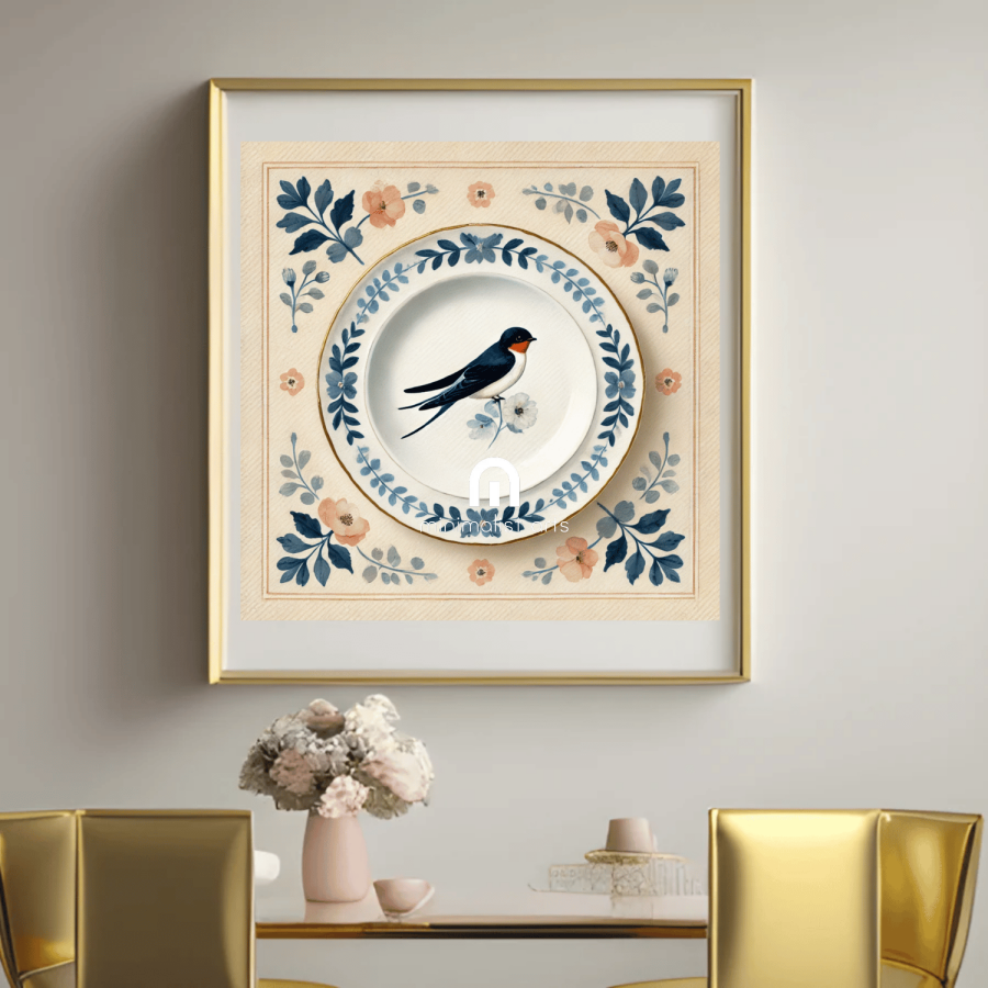 Swallow & Spring Canvas Wall Art | Bird Canvas Wall Art | Kitchen Canvas Wall Art | Dining Room Canvas Wall Art