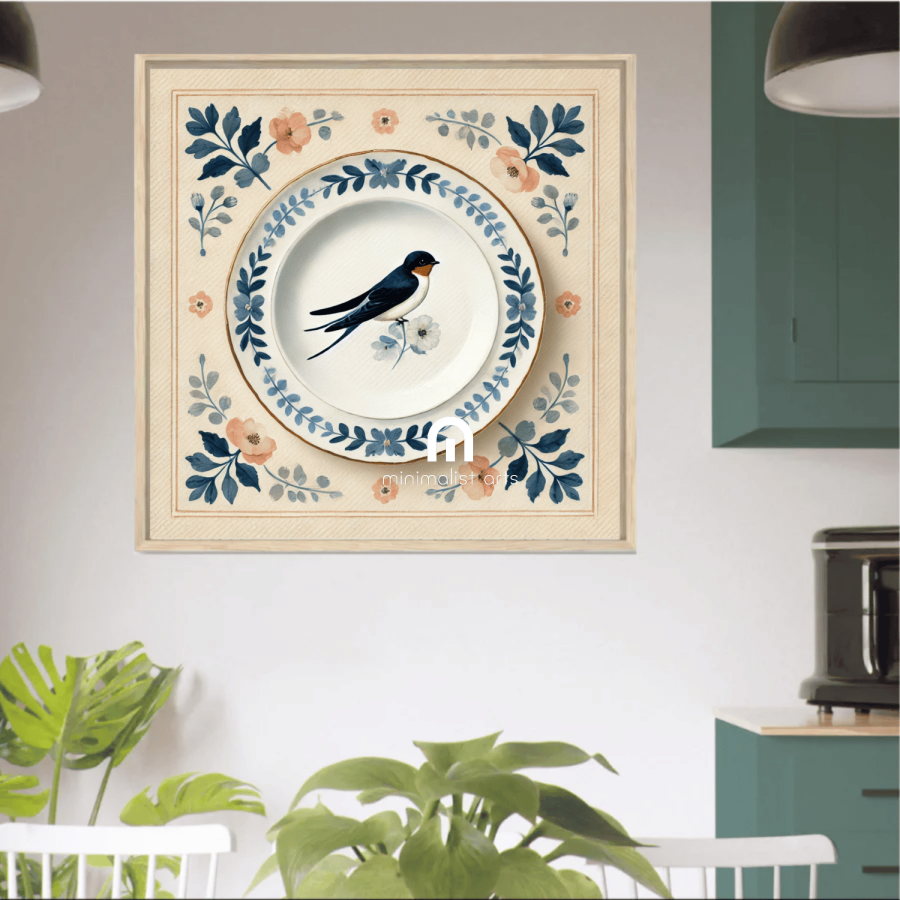Swallow & Spring Canvas Wall Art | Bird Canvas Wall Art | Kitchen Canvas Wall Art | Dining Room Canvas Wall Art