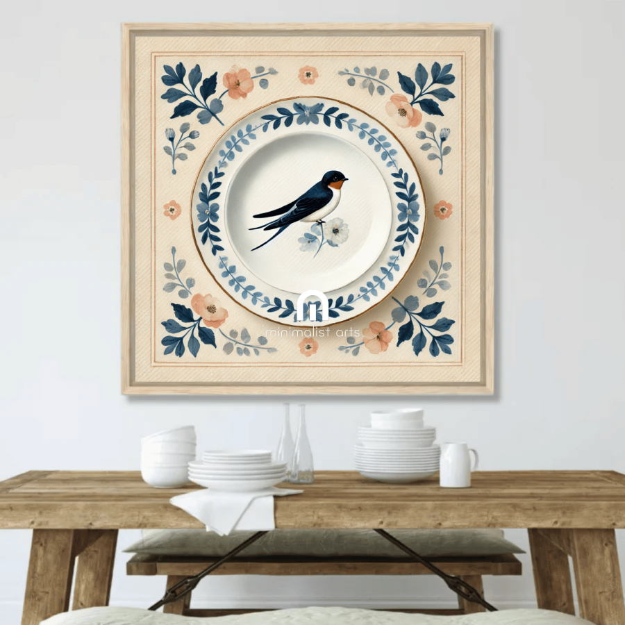 Swallow & Spring Canvas Wall Art | Bird Canvas Wall Art | Kitchen Canvas Wall Art | Dining Room Canvas Wall Art