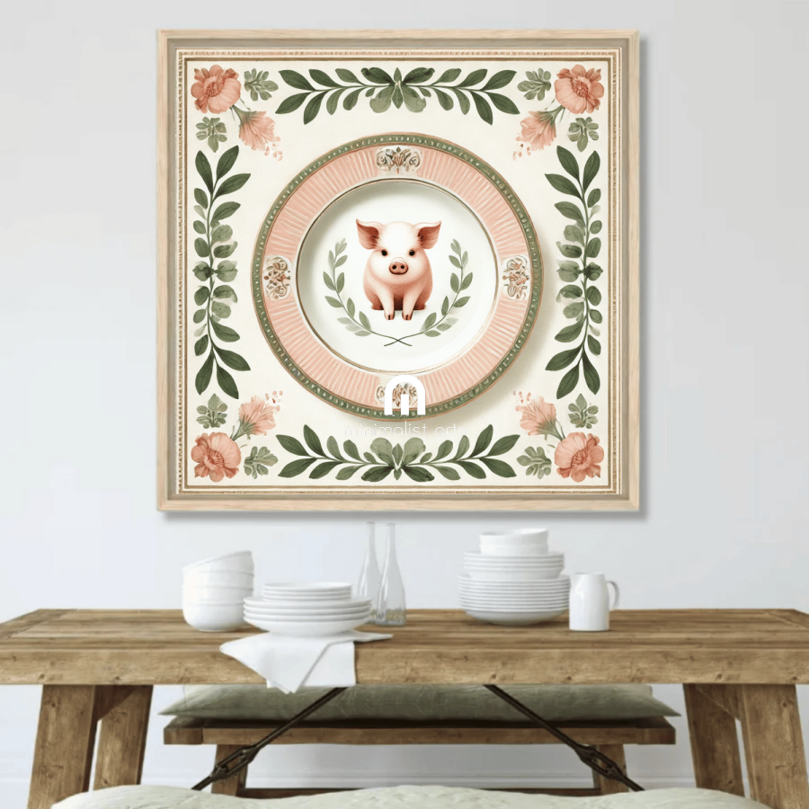 Sweet Swine Supper – Kitchen Dining Canvas Wall Art | Stretched & Framed Stretched Canvas Slim / 12’’x12’’ Canvas Wall