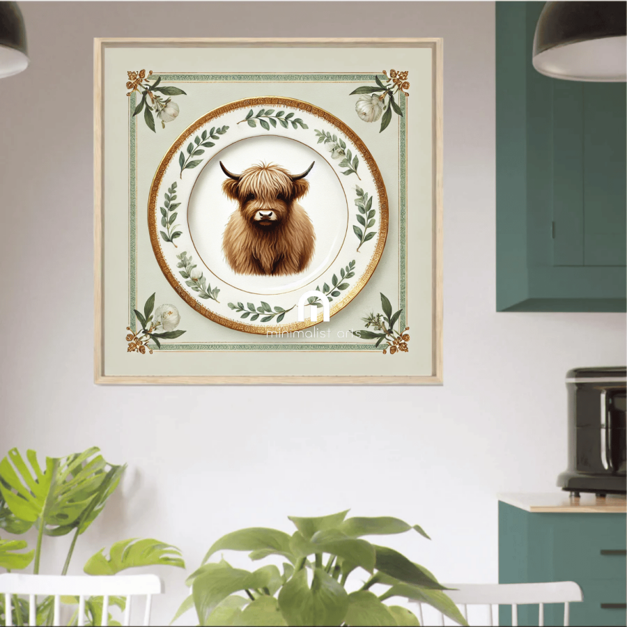 Thistle Mane – Quirky Vintage Kitchen Dining Wall Art Canvas | Stretched & Framed | Cow Wall Art Canvas Wall Art