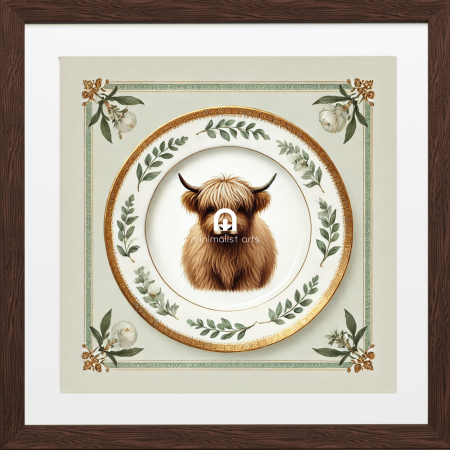 Thistle Mane – Quirky Vintage Kitchen Dining Wall Art Canvas | Stretched & Framed | Cow Wall Art Canvas Wall Art