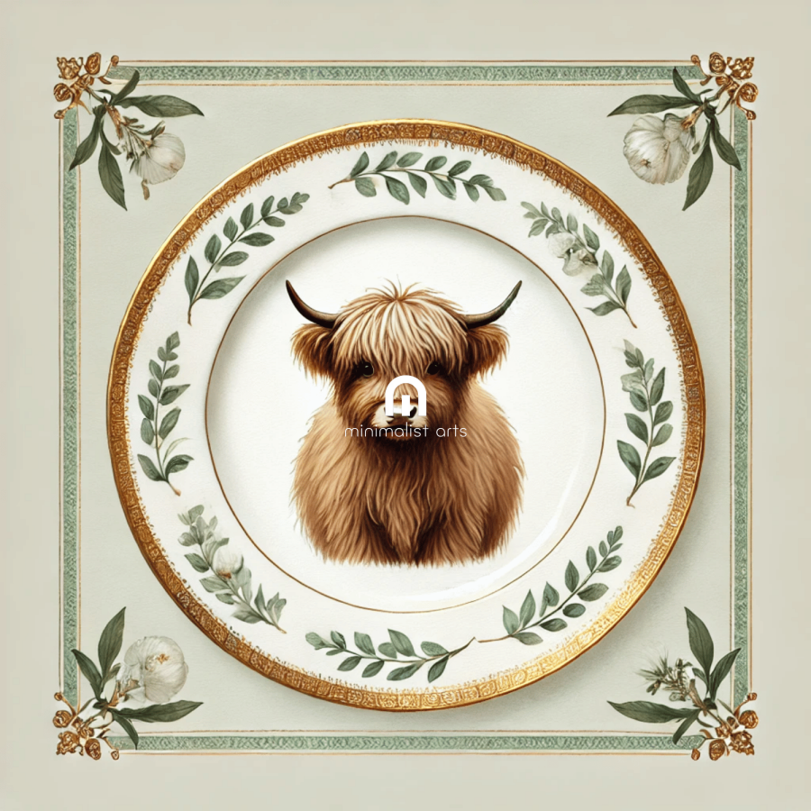 Thistle Mane – Quirky Vintage Kitchen Dining Wall Art Canvas | Stretched & Framed | Cow Wall Art Canvas Wall Art
