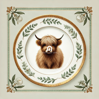 Thistle Mane – Quirky Vintage Kitchen Dining Wall Art Canvas | Stretched & Framed | Cow Wall Art Canvas Wall Art