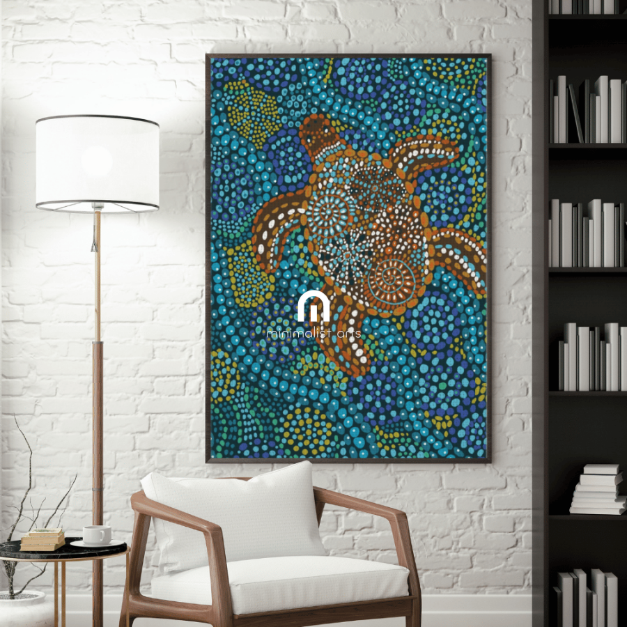 Turtle Dreaming – Aboriginal Canvas Wall Art | Stretched & Framed Print Material