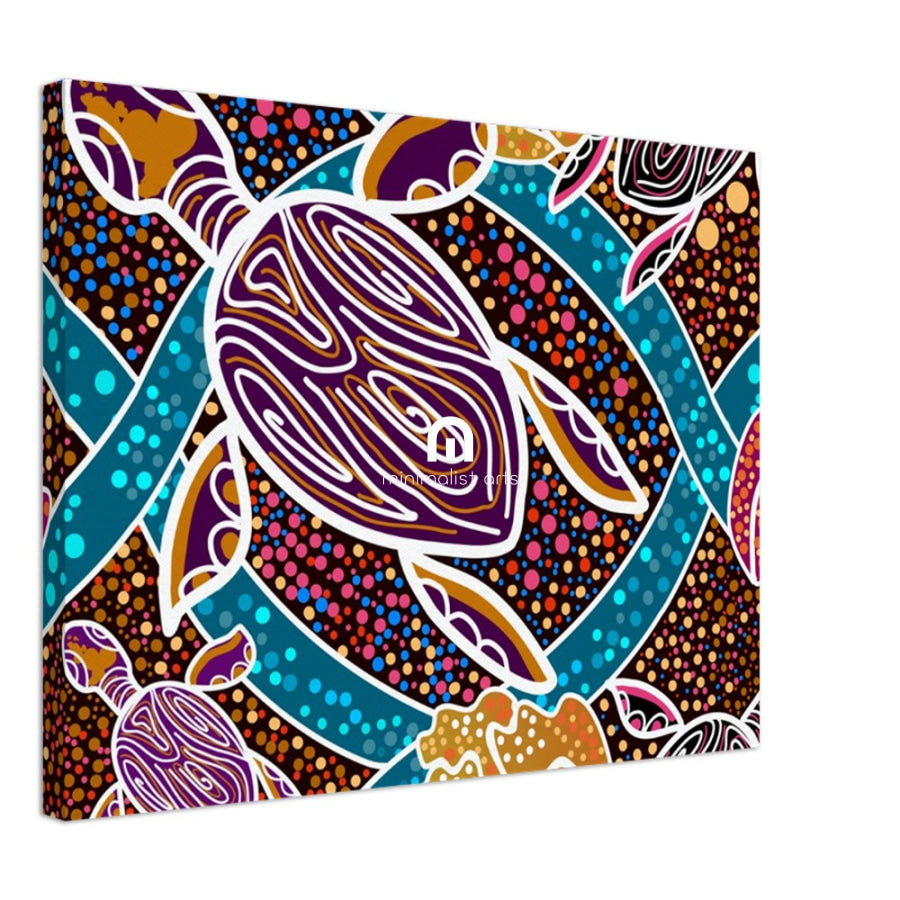 Turtle Dreaming – Aboriginal Wall Art – Aboriginal Wall Art | Stretched & Framed Canvas Print Material
