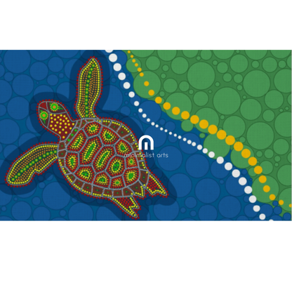 Turtle Dreaming – Journey to Shore - Aboriginal Canvas Wall Art Print Material