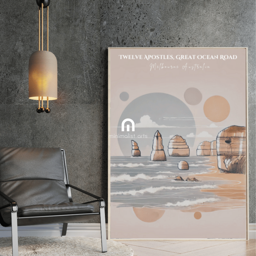 Twelve Apostles – Minimalist Coastal Landscape Canvas Wall Art Print Decor Print Material