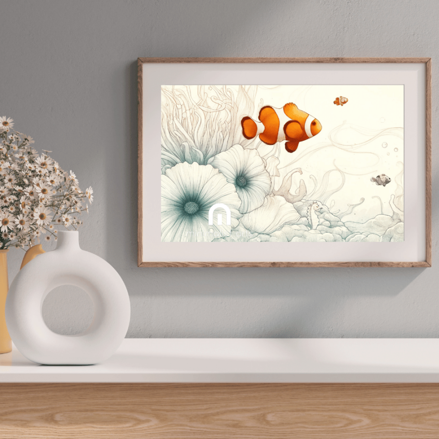 Underwater Harmony Fish and Corals Wall Art Print Print Material