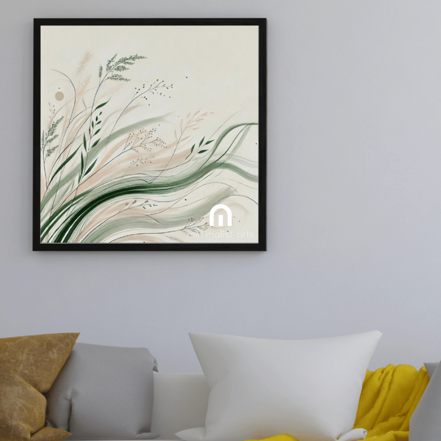 Verdant Whispers Scandinavian Grass fields Wall Art Print Print Material