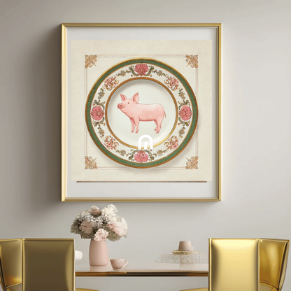 Victorian Trotter – Kitchen Dining Wall Art Canvas | Stretched & Framed | Pig Wall Art Canvas Wall Art