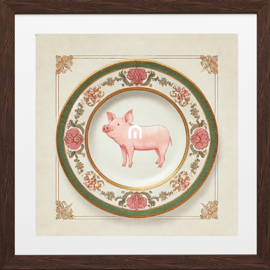 Victorian Trotter – Kitchen Dining Wall Art Canvas | Stretched & Framed | Pig Wall Art Canvas Wall Art