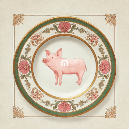 Victorian Trotter – Kitchen Dining Wall Art Canvas | Stretched & Framed | Pig Wall Art Canvas Wall Art