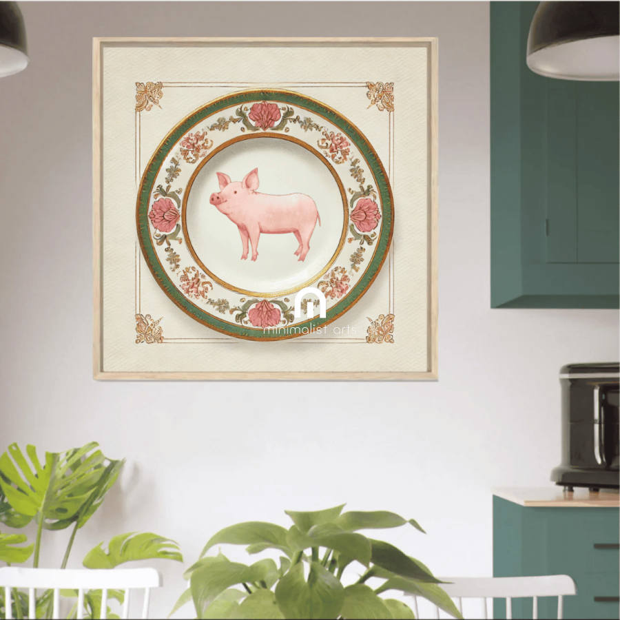 Victorian Trotter – Kitchen Dining Wall Art Canvas | Stretched & Framed | Pig Wall Art Canvas Wall Art