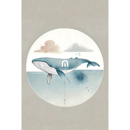 Whale Minimalist Wall Art – Ocean Wildlife Watercolor Print Decor Print Material