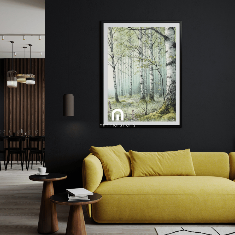 Whispering Woods Nordic Scandinavian Forest Trees Wall Art Print Print Material