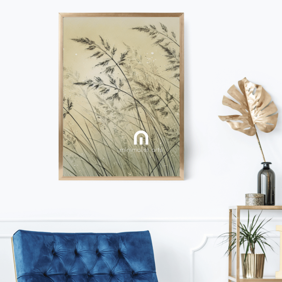Whispers of the Wind Grass Scandinavian Wall Art Print Print Material