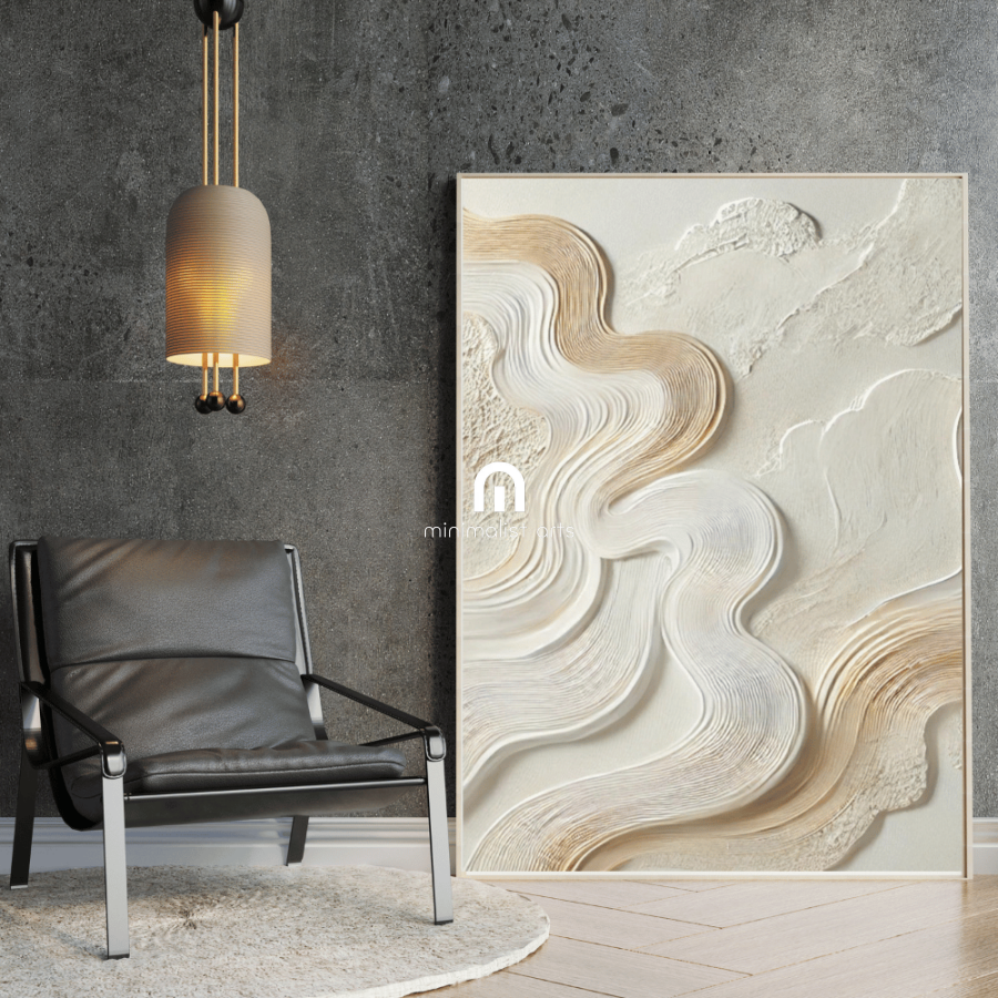 White Ethereal Flow Luxurious Wall Art Print Print Material