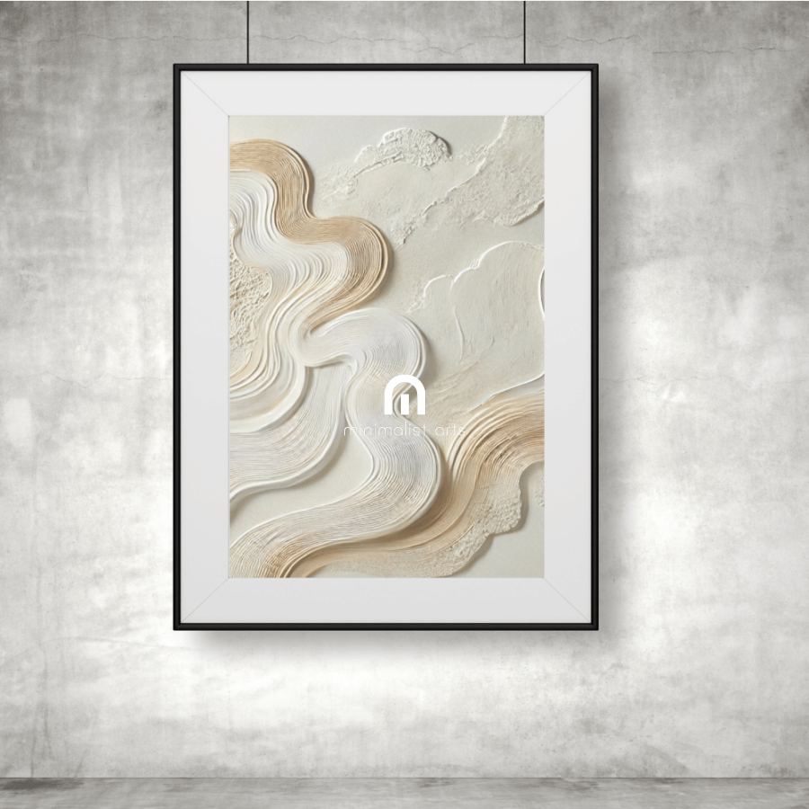 White Ethereal Flow Luxurious Wall Art Print Print Material