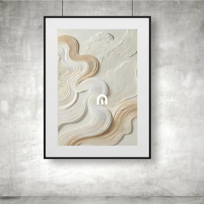 White Ethereal Flow Luxurious Wall Art Print Print Material