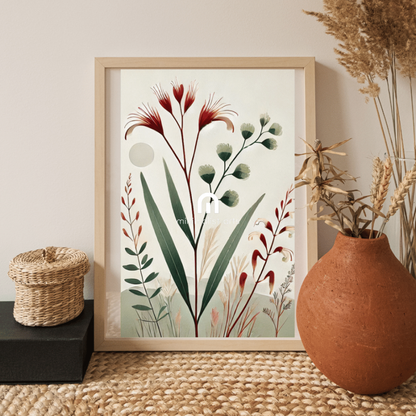 Wild Australian Flora – Minimalist Botanical Canvas Wall Art Print Decor Print Material
