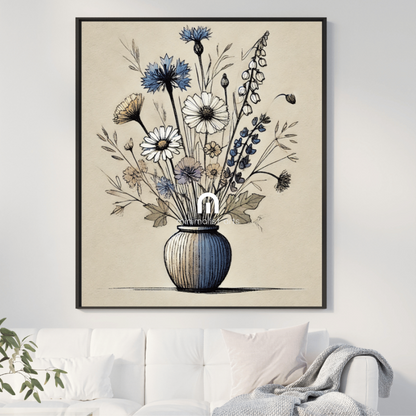 Wildflower Charm Flower Bouquet in A Pot Wall Art Print Print Material