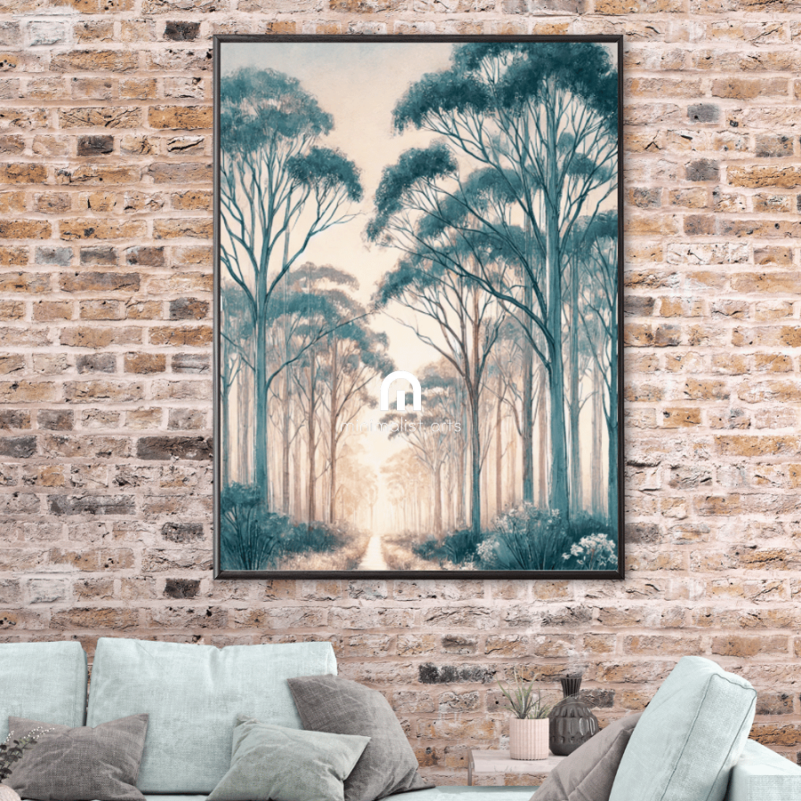Winter Trail – Trees Forest Botanical Winter Canvas Wall Art Print Decor Print Material
