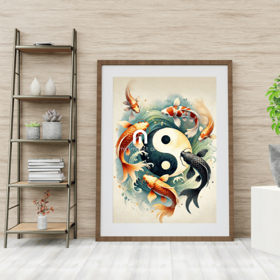 Yin Yang Koi – Watercolor Fish Wall Art Print Material